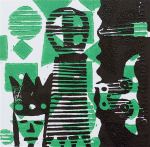 1 Kalevipoeg - 10 - Kuningaks Saamine : Künd (T.Laamann, 2013, woodcutprint, 10x10cm)