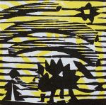 1 Kalevipoeg - 13 - Laua Toomine (T.Laamann, 2013, woodcutprint, 10x10cm)