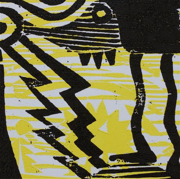 1 Kalevipoeg - 13,2 - Laua Toomine (T.Laamann, 2013, woodcutprint, 10x10cm)