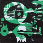 1 Kalevipoeg - 14 - Pikk Magamine ja Unenägu (T.Laamann, 2013, woodcutprint, 10x10cm)