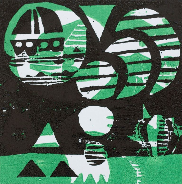 1 Kalevipoeg - 14,2 - Pikk Magamine ja Unenägu (T.Laamann, 2013, woodcutprint, 10x10cm)