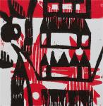 1 Kalevipoeg - 15,2 - Põrgupiigad (T.Laamann, 2013, woodcutprint, 10x10cm)