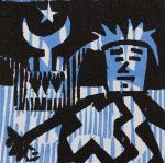 1 Kalevipoeg - 16 - Allilma Vaatlus (T.Laamann, 2013, woodcutprint, 10x10cm)