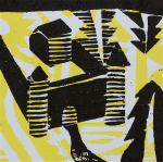 1 Kalevipoeg - 17 - Linnaehitus (T.Laamann, 2013, woodcutprint, 10x10cm)