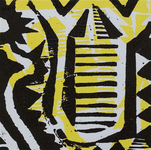 1 Kalevipoeg - 17,2 - Linnaehitus (T.Laamann, 2013, woodcutprint, 10x10cm)
