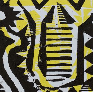 1 Kalevipoeg - 17,2 - Linnaehitus (T.Laamann, 2013, woodcutprint, 10x10cm)