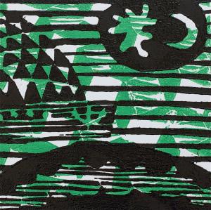 1 Kalevipoeg - 18 - Teekond Maailma Otsa (T.Laamann, 2013, woodcutprint, 10x10cm)