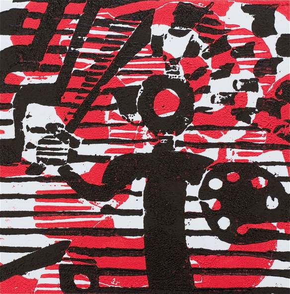 1 Kalevipoeg - 19 - Assamalla Lahing (T.Laamann, 2013, woodcutprint, 10x10cm)