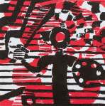 1 Kalevipoeg - 19 - Assamalla Lahing (T.Laamann, 2013, woodcutprint, 10x10cm)