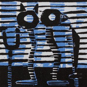 1 Kalevipoeg - 20 - Teekond Allilma (T.Laamann, 2013, woodcutprint, 10x10cm)