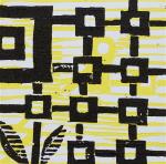 1 Kalevipoeg - 21,2 - Õnneaeg : Aheldamine (T.Laamann, 2013, woodcutprint, 10x10cm)