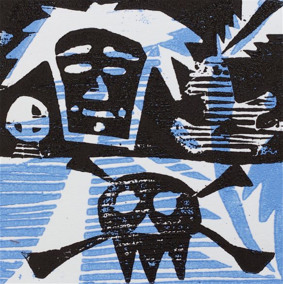 1 Kalevipoeg - 4 - Kalevi Surm (T.Laamann, 2013, woodcutprint, 10x10cm)