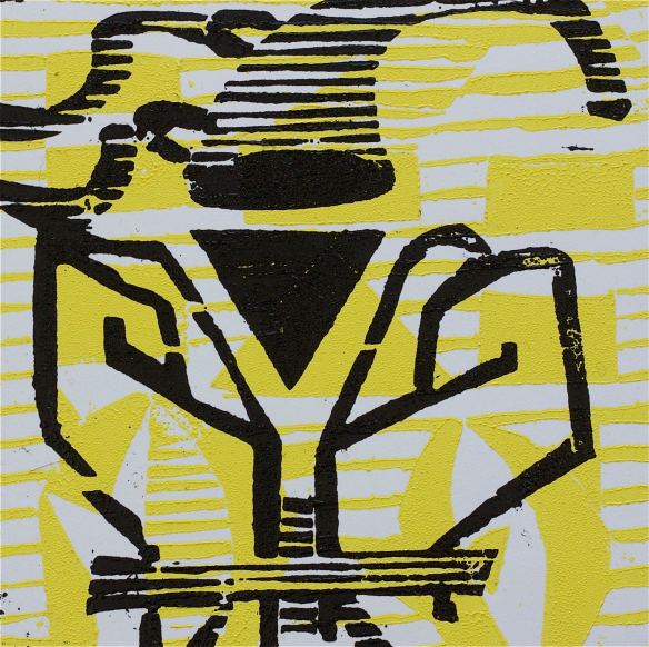 1 Kalevipoeg - 5 - Linda Röövimine ja Jaht (T.Laamann, 2013, woodcutprint, 10x10cm)