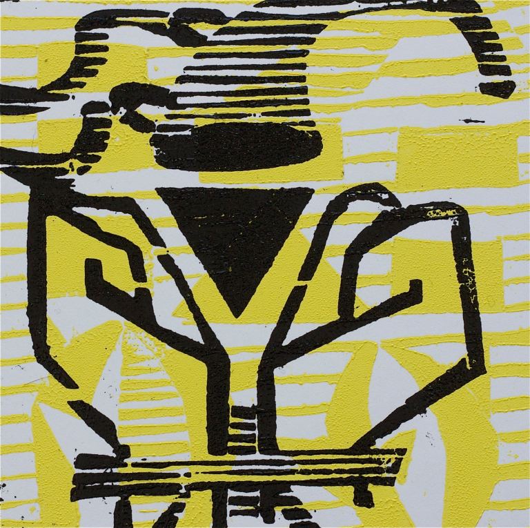 1 Kalevipoeg - 5 - Linda Röövimine ja Jaht (T.Laamann, 2013, woodcutprint, 10x10cm)