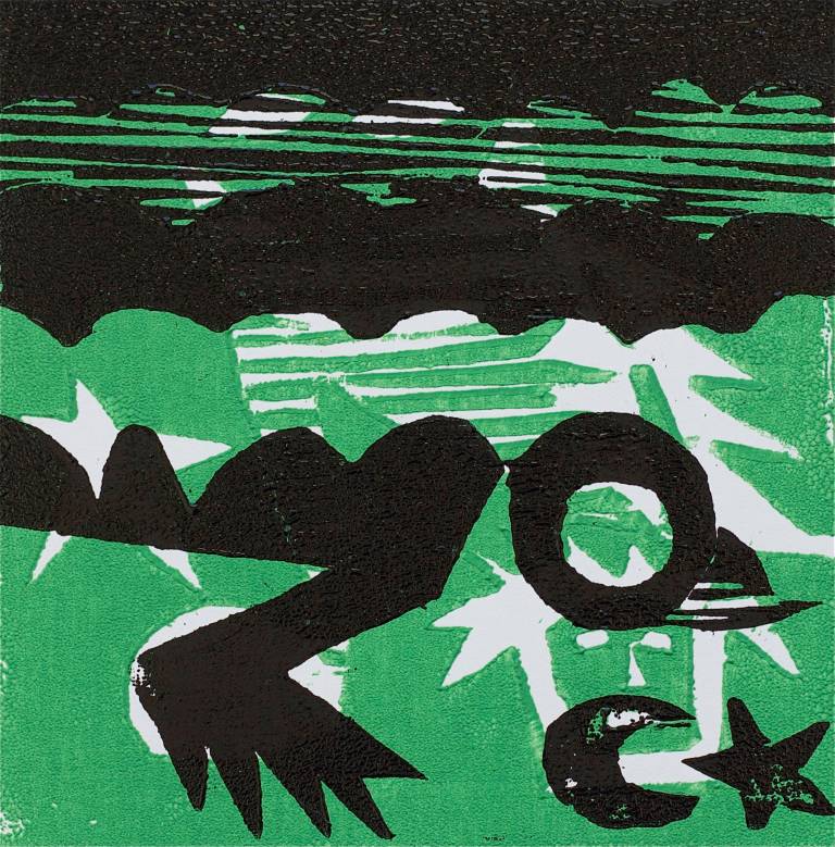 1 Kalevipoeg - 6 - Kalevipoja Ujumisreis (T.Laamann, 2013, woodcutprint, 10x10cm)