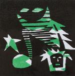 1 Kalevipoeg - 6,2 - Kalevipoja Ujumisreis (T.Laamann, 2013, woodcutprint, 10x10cm)