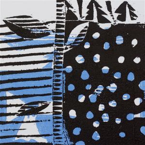 1 Kalevipoeg - 8,2 - Tamme Raiumine Mõõgaga (T.Laamann, 2013, woodcutprint, 10x10cm)