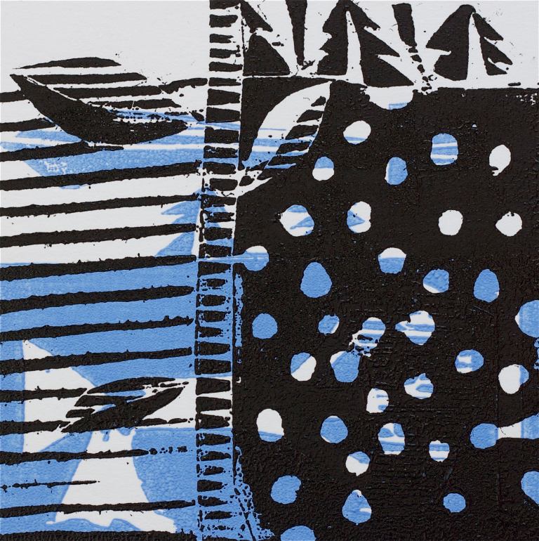 1 Kalevipoeg - 8,2 - Tamme Raiumine Mõõgaga (T.Laamann, 2013, woodcutprint, 10x10cm)