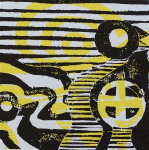 1 Kalevipoeg - 9 - Varjude Laul (T.Laamann, 2013, woodcutprint, 10x10cm)