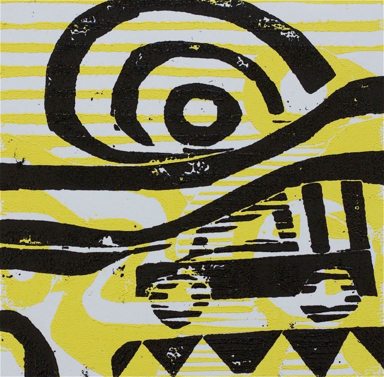 1 Kalevipoeg - 9,2 - Varjude Laul (T.Laamann, 2013, woodcutprint, 10x10cm)