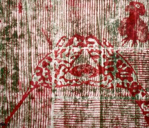 Jnana Yoga I (T.Laamann, 1992, woodcutprint, 43x53cm)