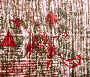 Jnana Yoga III (T.Laamann, 1992, woodcutprint, 43x53cm)