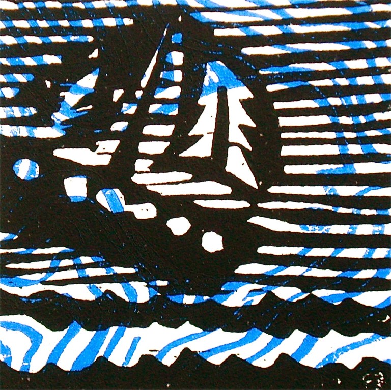 Vision (2012, woodcutprint, 10x10cm), Tarrvi Laamann