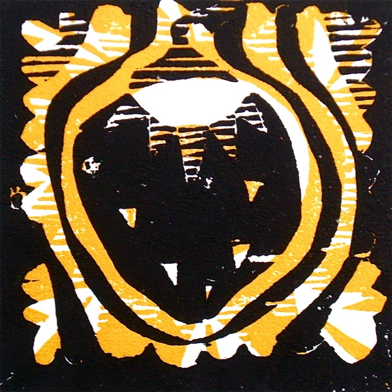 Taim (2012, woodcutprint, 10x10cm), Tarrvi Laamann