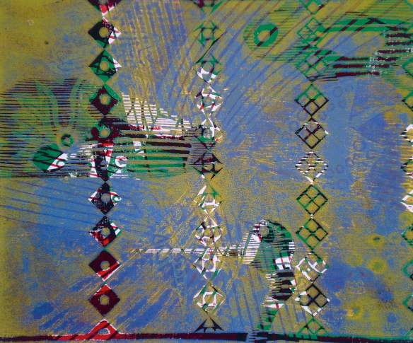 "Abstract Under Sea" (T.Laamann, 2013, woodcutprint, 40x50cm)