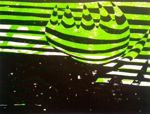 "Puulõike Sünd" (2013, woodcutprint, 40x50cm), Tarrvi Laamann 