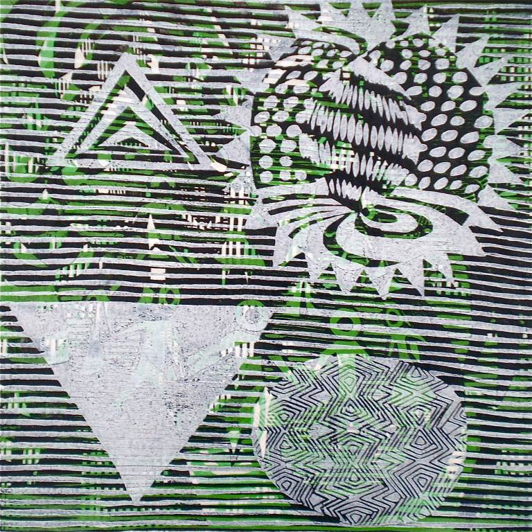 4D Green Start (Tarrvi Laamann, 2013, mokuhanga rmx, 40x40cm)