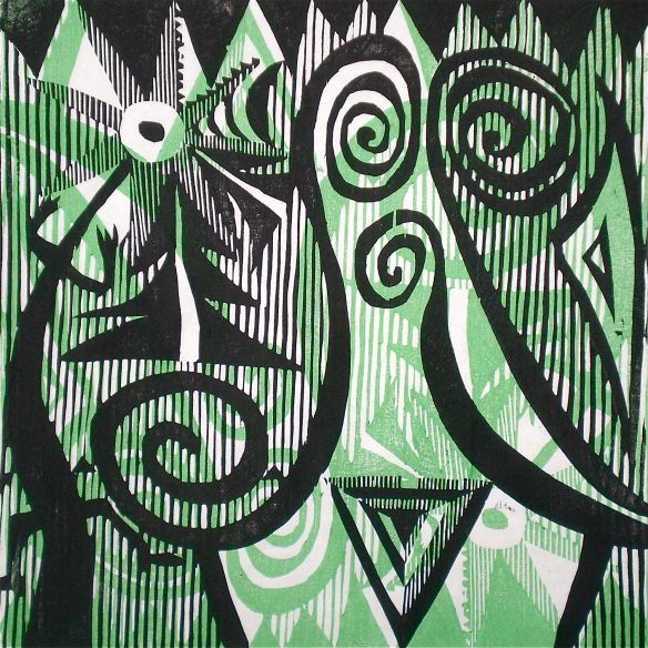 Spirals (Tarrvi Laamann, 2013, mokuhanga, 40x40cm)