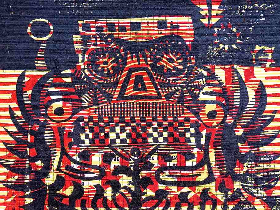 Sugar Bus (2015, Tarrvi Laamann, woodcut, 19x25cm)