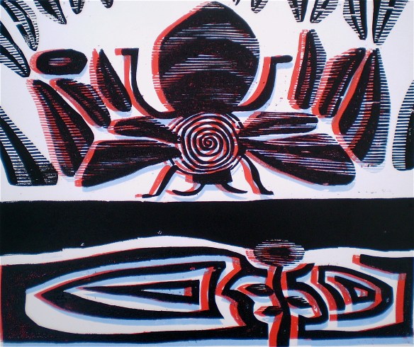  "3D Honeybee" (Tarrvi Laamann 2013, woodcutprint, 40x50cm)