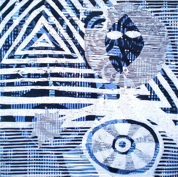 I Come In Turquoise Peace (Tarrvi Laamann, 2013, mokuhanga rmx, 40x40cm)