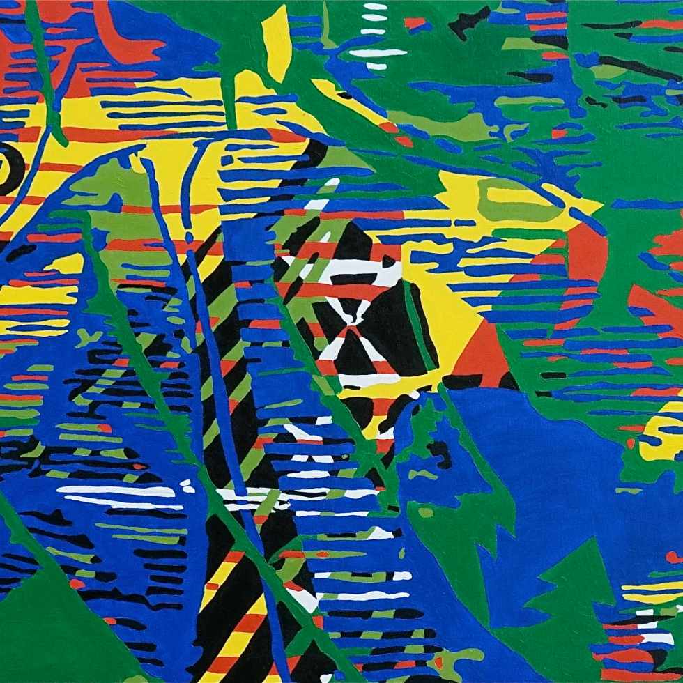 Abstract Disks I (Tarrvi Laamann, 2014, oil, canvas, 420x148cm)