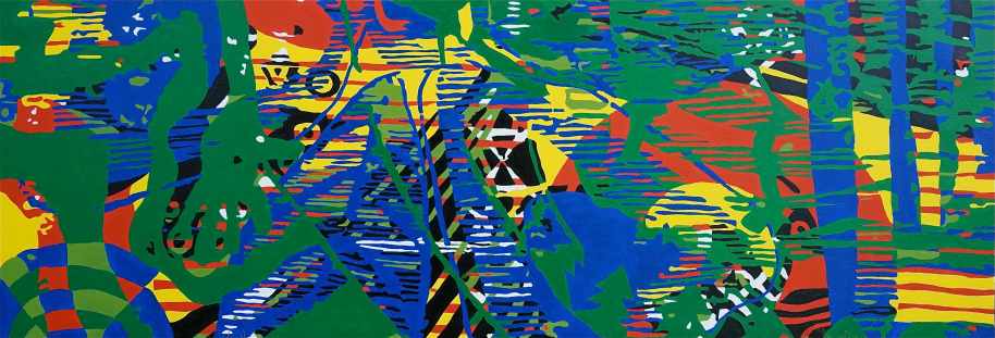 Abstract Disks I (Tarrvi Laamann, 2014, oil, canvas, 420x148cm)