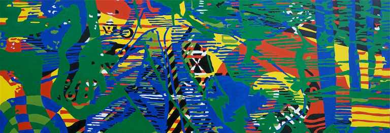 Abstract Disks I (Tarrvi Laamann, 2014, oil, canvas, 420x148cm)