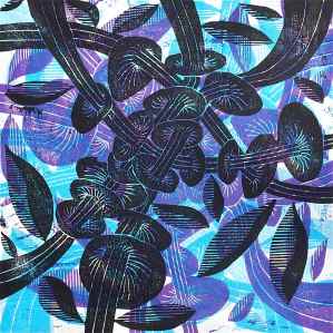 Mushroom Mush B (Tarrvi Laamann, 2014, mokuhanga, 40x40cm)