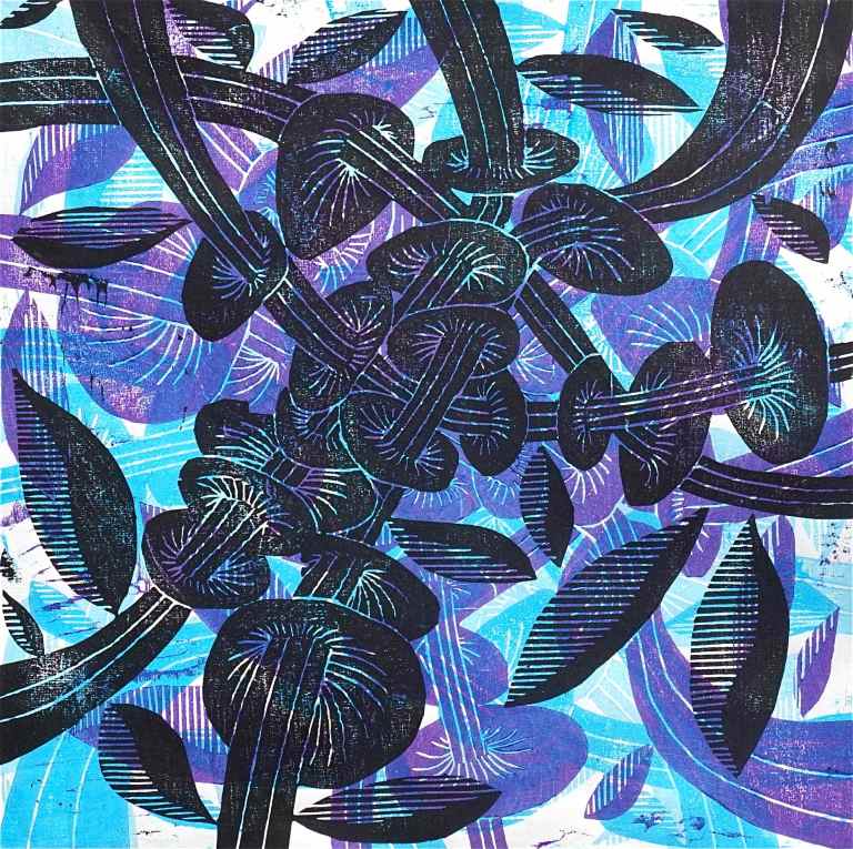 Mushroom Mush B (Tarrvi Laamann, 2014, mokuhanga, 40x40cm)