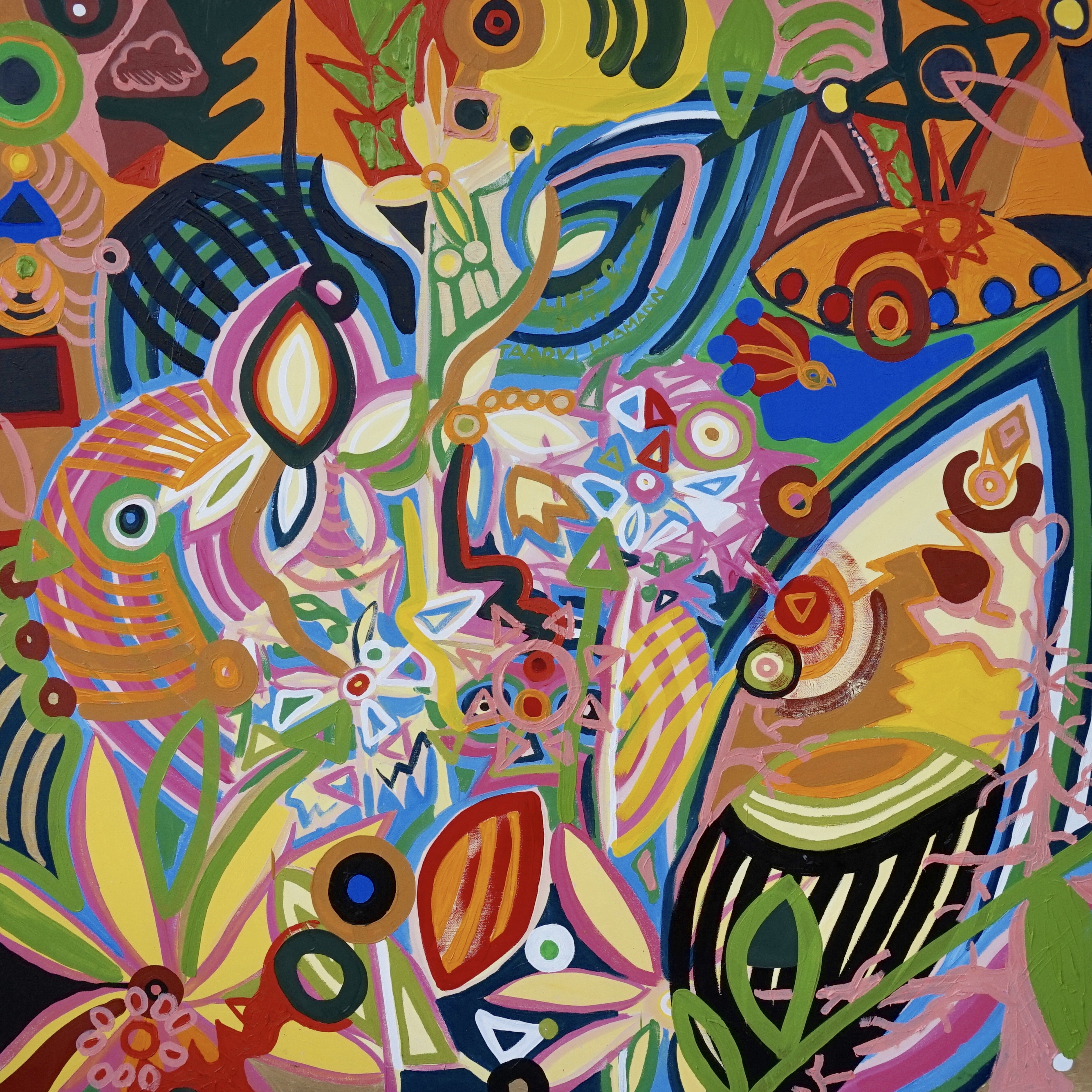 "Life &amp; Space" (Tarrvi Laamann, 2015, oil on canvas, 1500x1500mm)